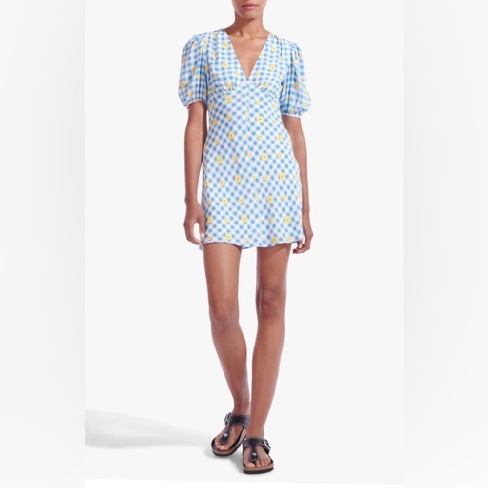 STAUD Mini Millia Gingham Daisy Dress
